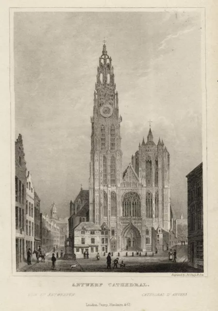 Belgien Antwerpen Dom Original Stahlstich Shury 1837