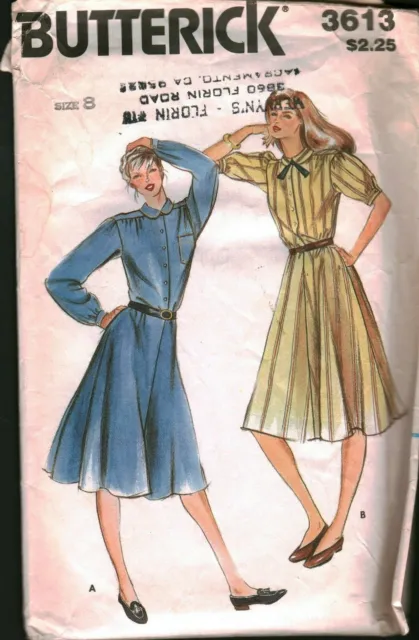 3612 Vintage Butterick SEWING Pattern Misses Loose Fitting Dress 1970s Casual 8