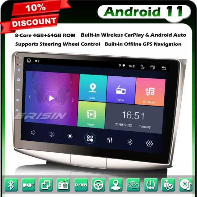 8-Core 64GO Android 11 GPS Autoradio pour VW Passat B6/B7/CC DAB+CarPlay DSP DVR