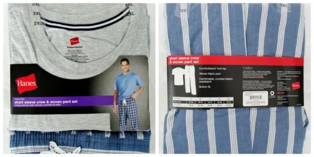 Ensemble 2 x 50-52 bleu Hanes manches courtes et pantalon tissé salon de couchage 2 avec étiquettes