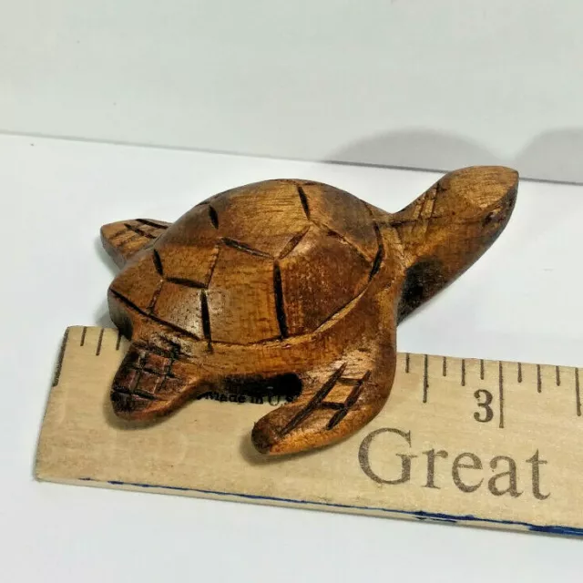 Small Hard Wood Art Sculpture, Turtle - Made In Bali, Indonesia - Nature