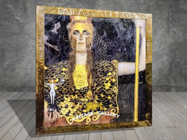 Gustav Klimt Minerva , Pallas Athena FRAMED CANVAS PAINTING PRINT ART SQ 600