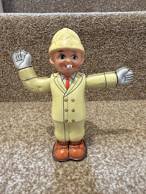 T.N NOMURA (JAPAN) Tinplate Clockwork Road Traffic Controller Rare ...