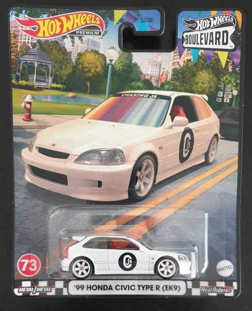 99 Type R White Rims HOT WHEELS BOULEVARD 99 Honda Civic Type R EK9 Diecast White Car #73 ...