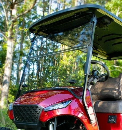 Folding Golf Cart Windshield for EZGO TXT w/ Storm Body Kit & 1" Struts (Clear)