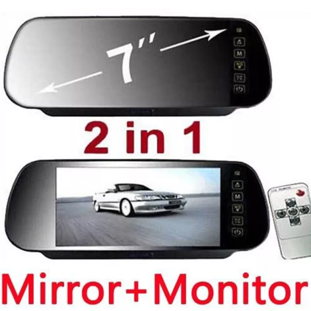 7" LCD Screen Car Rear View Backup Mirror Monitor+Wireless Reverse IR Camera Kit 3