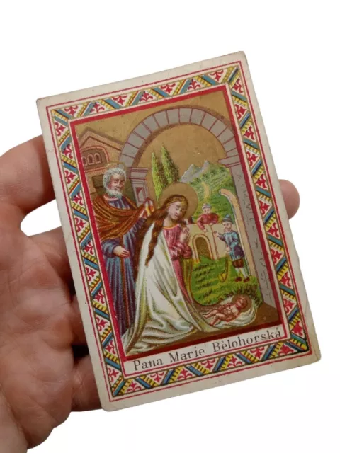 *HH* Antico santino holy card immaginetta votiva sacra Madonna natività Gesù 3