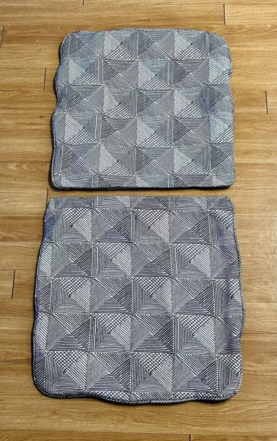 (2) Large Throw Pillow COVERS Navy Geometric Pattern Contemporary 21” *READ