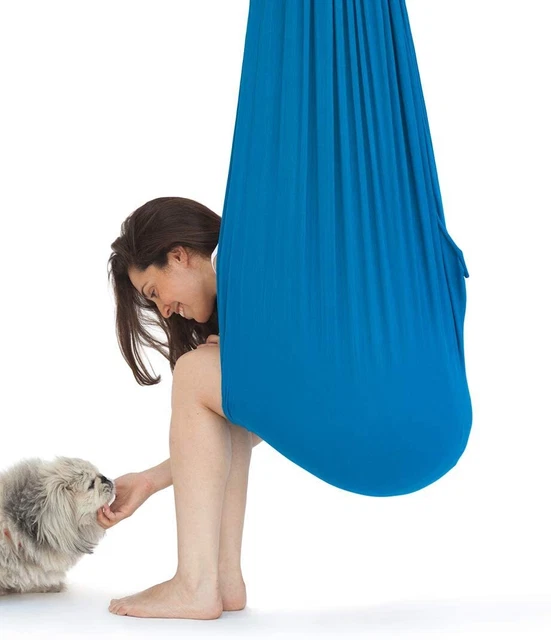 Quility Indoor Therapy Swing w/Special Needs Lycra Snuggle Swing - Light Blue