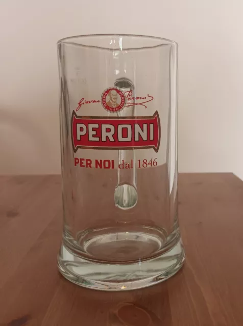 boccale Vetro birra Peroni Roma Breweriana glass stein tankard bierkrug 1 lt