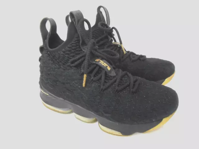 NIKE LEBRON 15 XV Metallic Gold Black Basketball Shoes Boys US 6Y