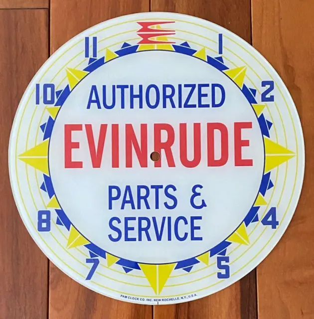 14-3/8" Evinrude Round Glass Replacement Clock Face for Pam Clock  FREE SHIP
