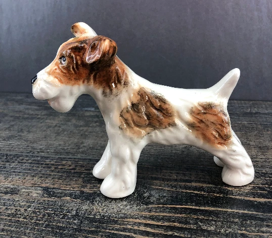 Vintage English Terrier Pottery Dog Puppy Figurine England Figure Staffordshire