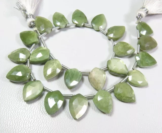 Natural Green Mystic Moonstone Faceted Gems Fancy Beads 8"Strand 11x8mm GV-3615