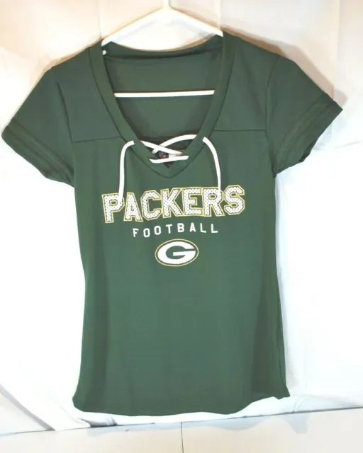 Green Bay Packers Women’s  NFL Team Apparel Short Sleeve V-Neck Shirt Size Small