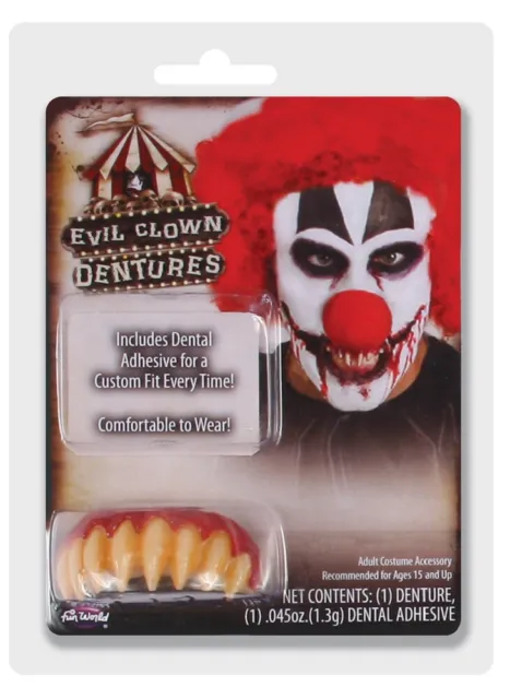 Fun World Evil Killer Clown Teeth Dentures Halloween Costume Accessory