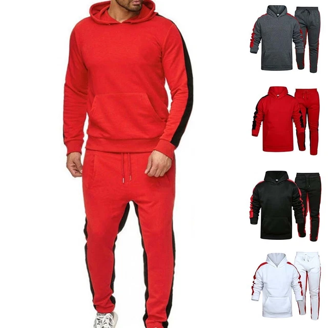 Felpa con cappuccio uomo palestra sportiva atletica jogger fondo set tuta