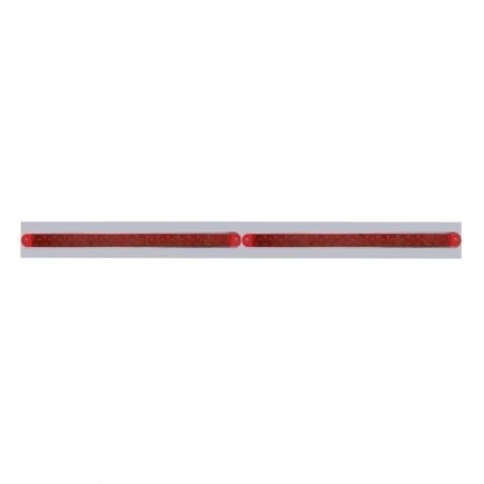 Chrome Top Mud Flap Plate W/ Two 19 LED 12" Reflector Light Bars -Red LED; 37220