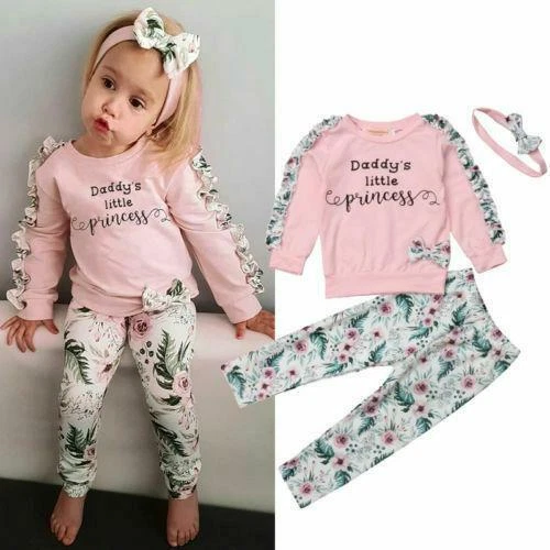 Newborn Toddler Baby Girls Clothes Floral Hooded Tops Pants Toddler Outfits Set