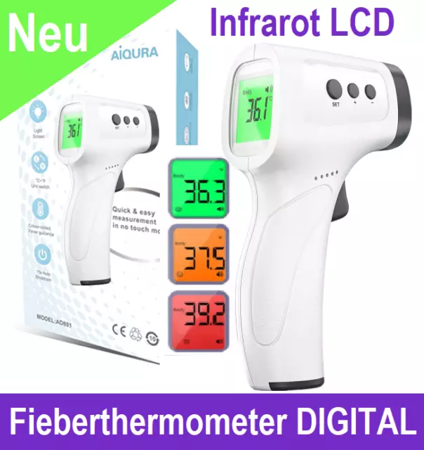 Digital Fieberthermometer Infrarot LCD Thermometer Kontaktlos Stirnthermometer