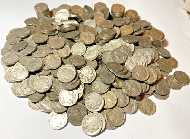 500+ Buffalo Nickels Mostly Full Date Circulated Mixed Dates & Mints 1916-1938