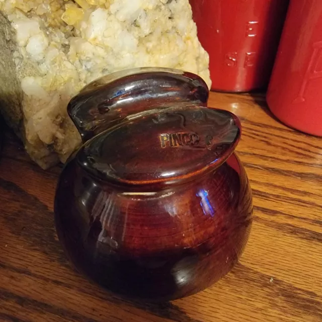 VINTAGE Pinco Insulator Porcelain Ceramic Glazed Brown 3.5" x 3.5"