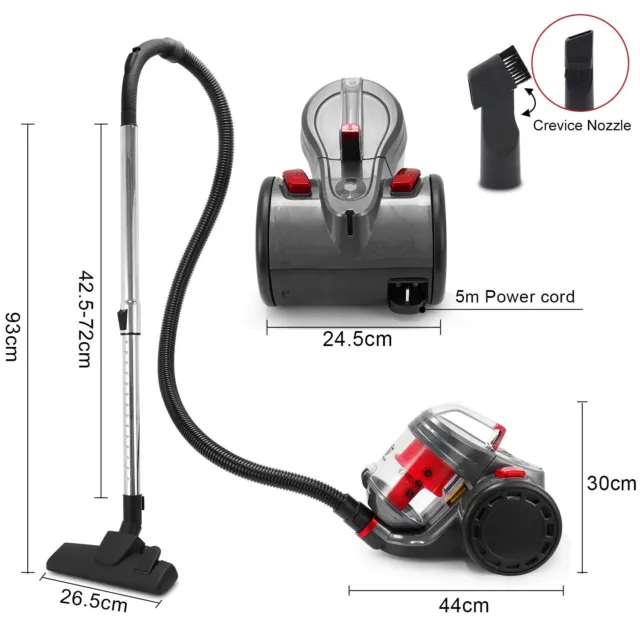 2L Bagless Cylinder Vacuum Cleaner 700W Compact & Lightweight Compact Lite Vac✅ 3