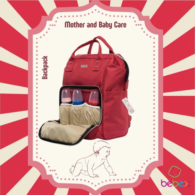 Mochila organizadora Bebex Bag-Z cuidado madre bebé roja