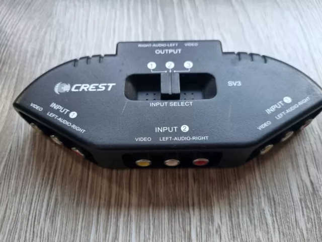 Crest 3-Way Input / Output Device for Audio Video Switch Box SV3