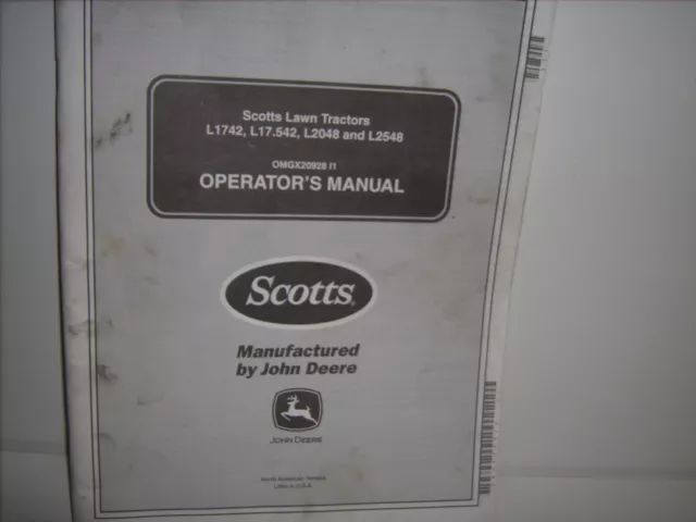 Scotts Lawn Tractors Manual Mfg by John Deere