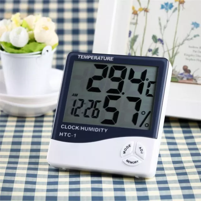 Termometro Igrometro Digitale Misuratore Temperatura Umidita' Calendario Sveglia 2