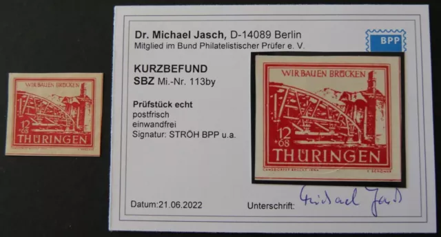 SBZ, Thüringen, MiNr. 113by, postfrisch, MNH, Fotobefund, tadellos!!