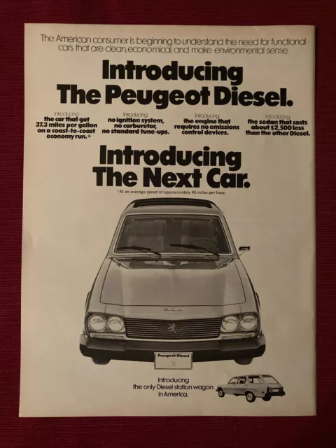 Peugeot Diesel Station Wagon Car 1974 Ad  - Great to Frame!