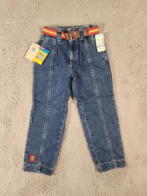 Vintage Little Levi's Blue Jeans Kids Size 6 With Belt New W/ Tags