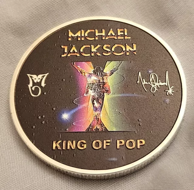 Michael Jackson Elvis Presley Silver Coin King of Pop Music Autograph 5 80s USA