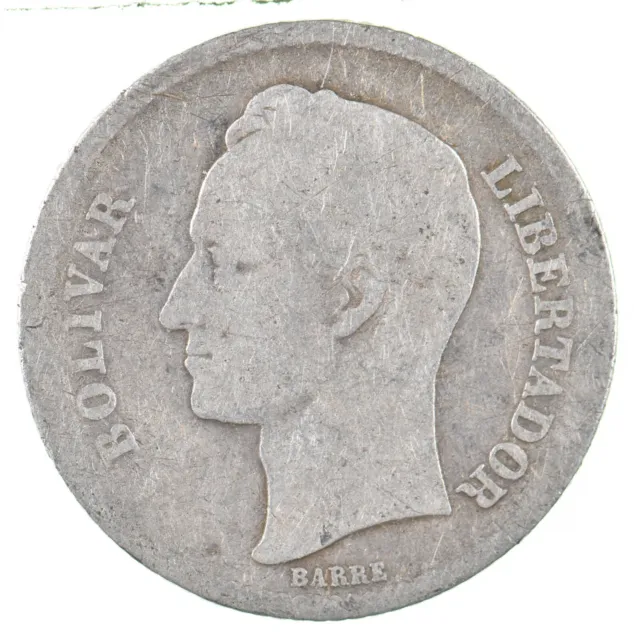 Roughly the Size of a Quarter 1936 Venezuela 1 Bolivar World Silver Coin *712