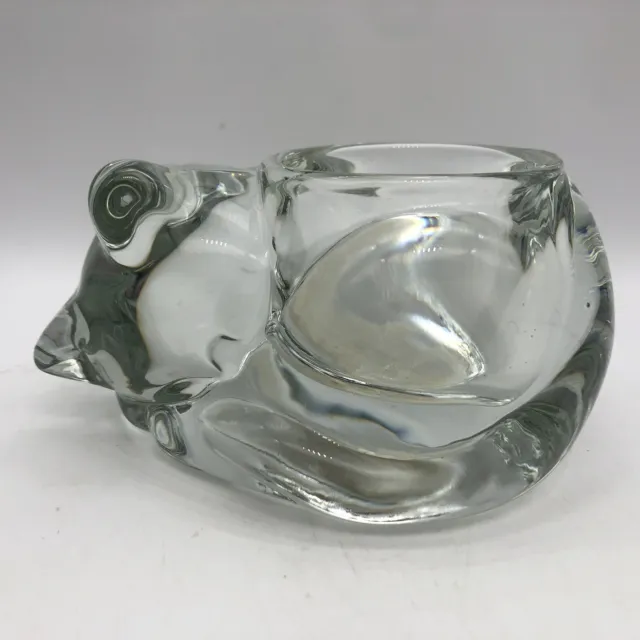 Indiana Glass Votive Candle Holder Sleeping Cat VTG Paperweight Home Décor