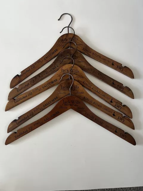 5 Jack Wills Vintage Wooden Shirt hangers - Kings Road Chelsea SW3