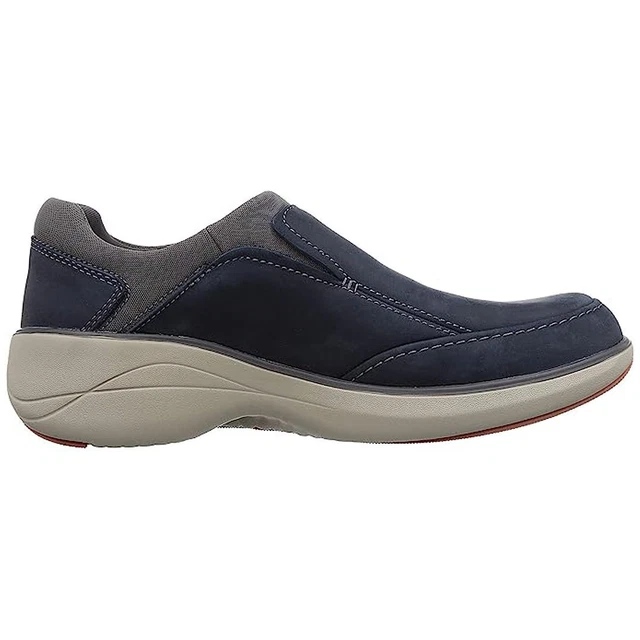 CLARKS UN RISE Step Boat Slip On Blue Smooth Leather Mens Shoes