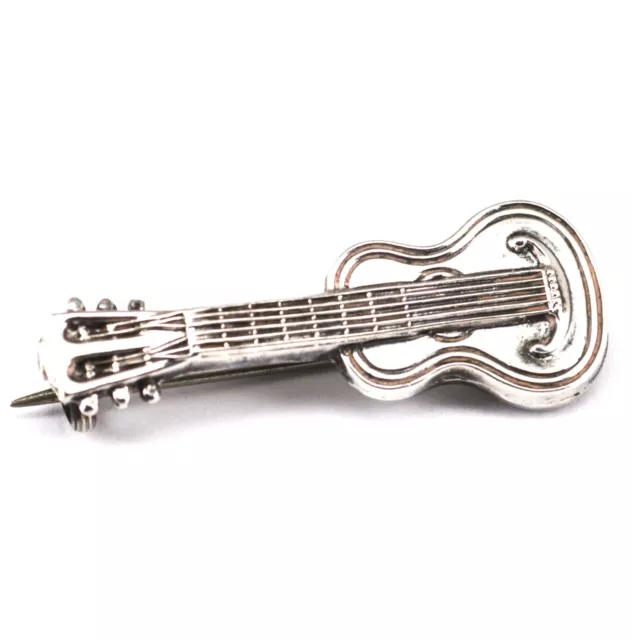 Antique Sterling Silver Ukulelle Or Guitar Brooch Small Pin