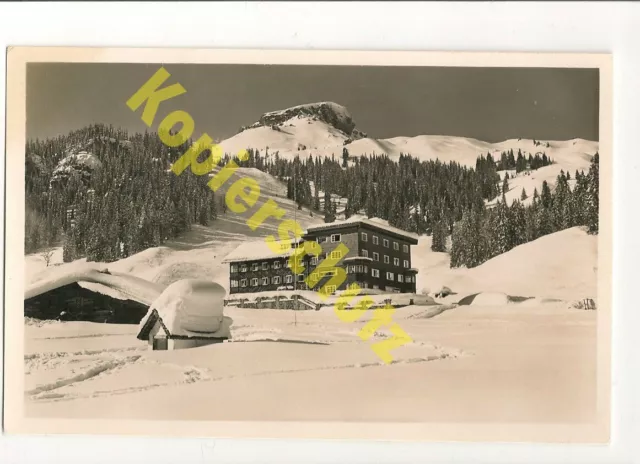 Kleinwalsertal AK Winter Sporthotel Gasthof Auenhütte Stempel Riezlern 1939