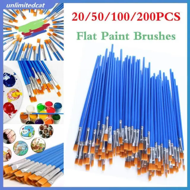 20-200X Flat Paint Brushes Small Brush Bulk for Detail Painting Craft Art Gift