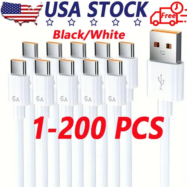 USB Type C Data Cable 5A Fast Charging USB-A to USB-C Charger lot Cord For Phone