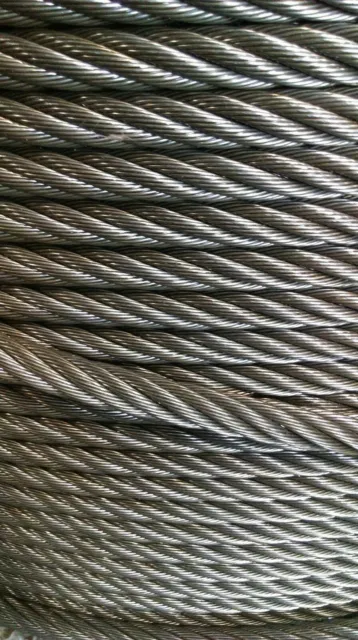 1/2" Bright Wire Rope Steel Cable IWRC 6x26 (50 Feet)
