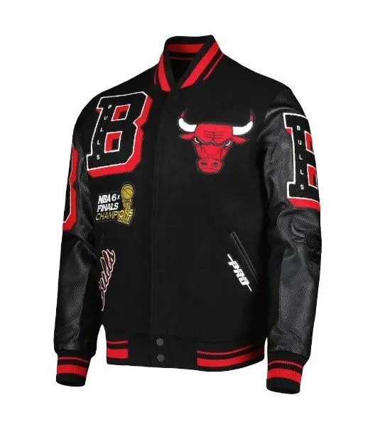 Mens Black Chicago Pro Standard Bulls Mash Up Varsity Jacket