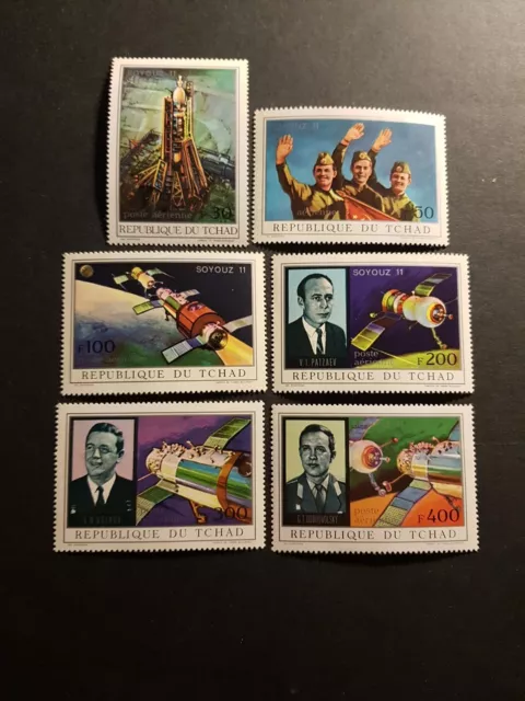 Briefmarke Tschad Soyuz 11 Weltraum Post Luft Pa N° 105/110 Neu Luxus MNH 1971