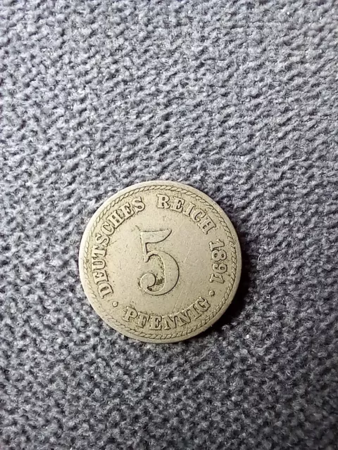 5 Pfennig Deutsches Reich 1891  Kaiserreich Münze