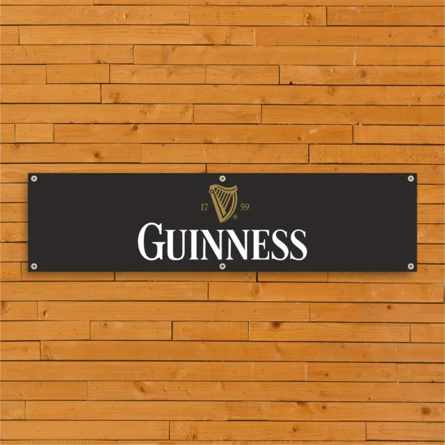 Guinness Logo Black PVC Banner - Mancave Pub Sign - Home Garden Bar Man Cave