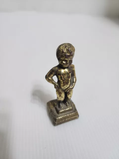 Vintage Bronze “Manneken Pis” Statue from Bruxelles Collectible Figurine Golden 2