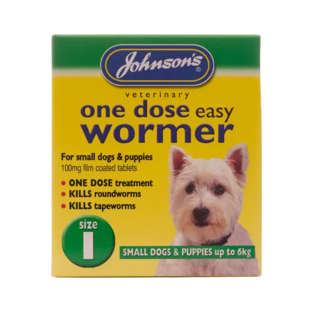 Johnsons Easy One Dose Wormer For Small Dogs & Puppies 1-6KG Worming Tablets